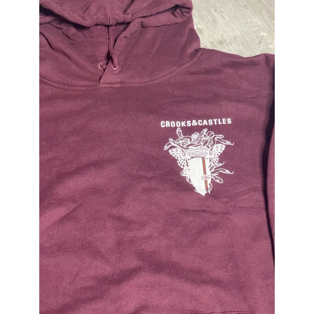 Crooks And Castles‎ Hoodie Sweatshirt Mens Large Burgundy  Streetwear C-0047